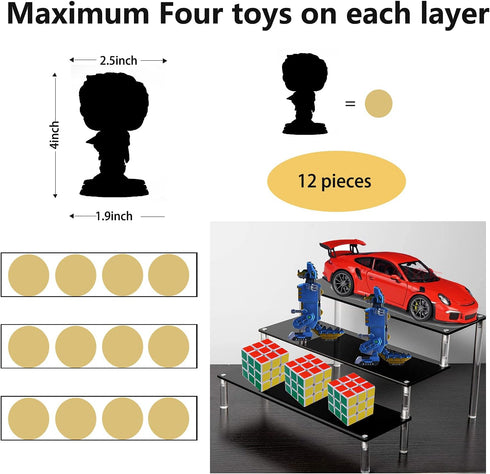 Acrylic Riser Black Acrylic Shelf Riser 3 Tier Perfume Organizer Cologne Display Stand Large Cupcake Stand Shelf for Funko POP Desserts Holder Col...